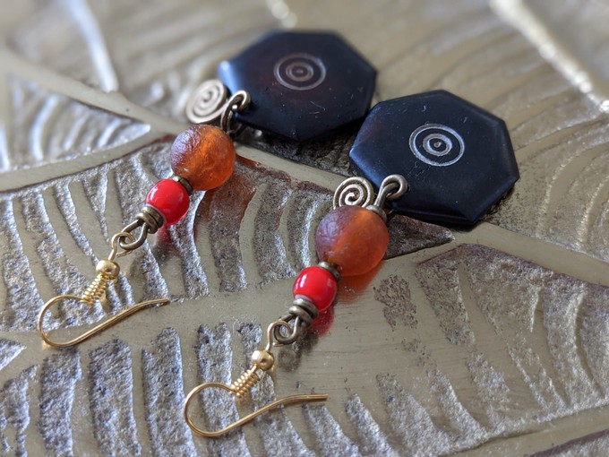 Noble pearl earrings made of glass, stone, brass "Happy Marrakech" from PEARLS OF AFRICA