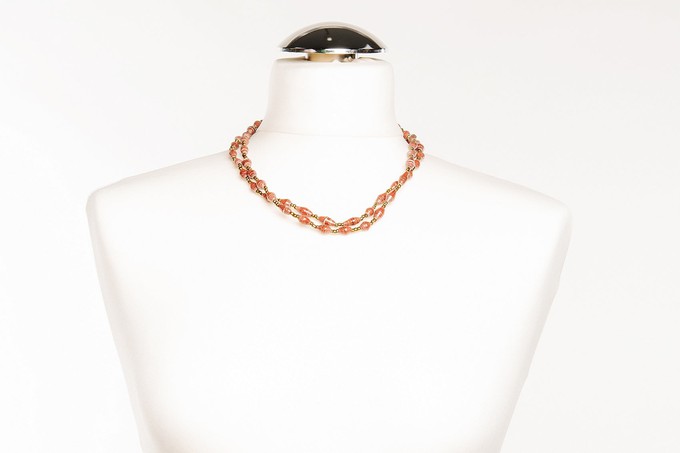 Double row short pearl necklace made of paper pearls "Lango Twins Short" from PEARLS OF AFRICA