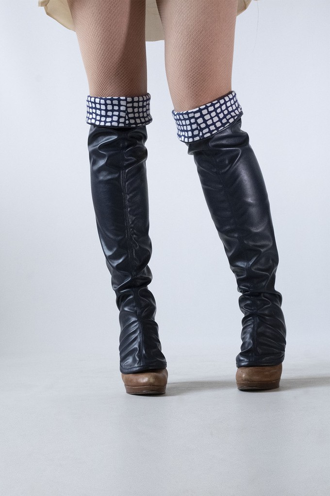 Over-the-knee Fake leather gaiters Blue | Size S from Pepavana