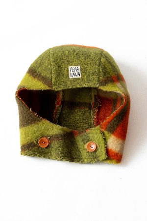 Checked Balaclava | green cream and orange from Pepavana