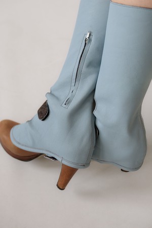 Claudia Medium-High Gaiters Baby Blue Leather from Pepavana