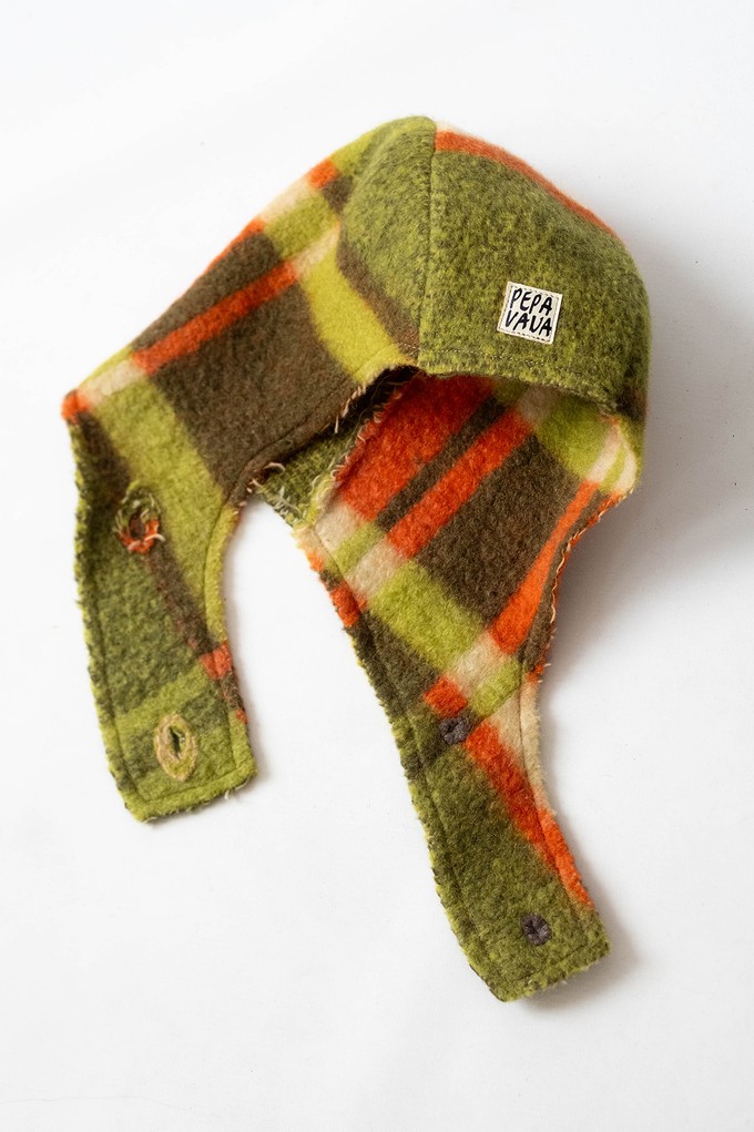 Checked Balaclava | green cream and orange from Pepavana