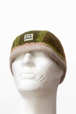 Checkered Dock Worker Beanie | green cream and orange from Pepavana