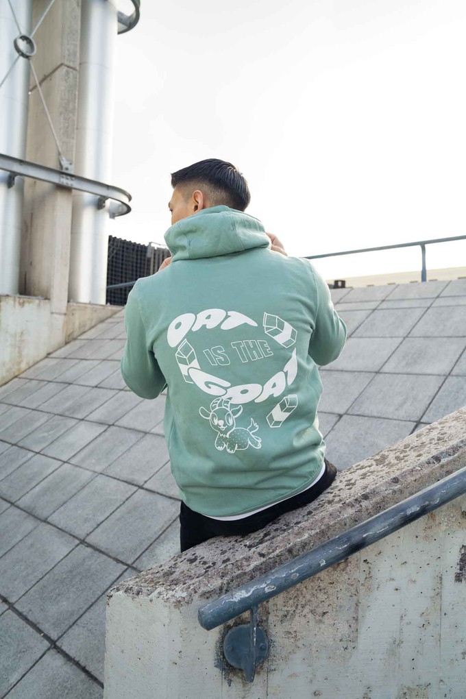 Oat Is The Goat Organic Hoodie - Sage Green from Plant Faced Clothing