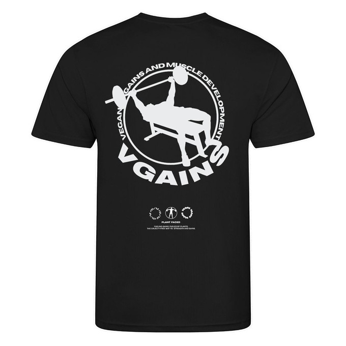 VGAINS Emblem Recycled Cool Training Tee Mens - Black from Plant Faced Clothing