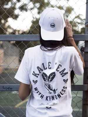 Kale 'Em With Kindness - White T-Shirt from Plant Faced Clothing