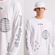 Earthling Long Sleeve - White via Plant Faced Clothing