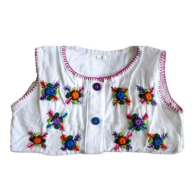 Cotton Dress Blue Flowers 4 - Age 1-2 years - Pretty & Fair from Quetzal Artisan