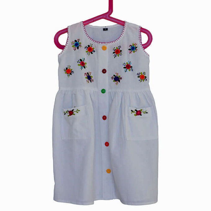 Cotton Dress Zinnias 8 - Ages 2-3 years - Pretty & Fairtrade from Quetzal Artisan