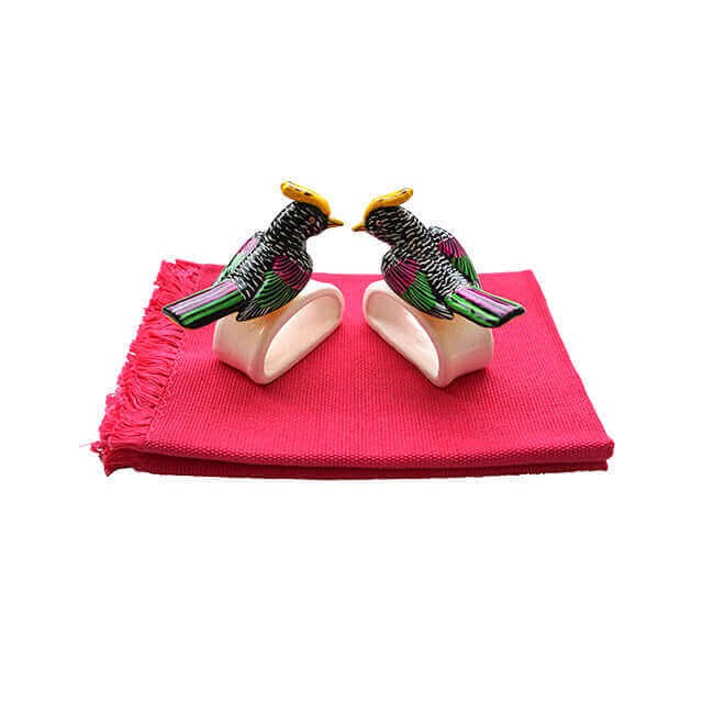 Woodpecker Napkin Rings - Cotton Napkins - Fairtrade from Quetzal Artisan