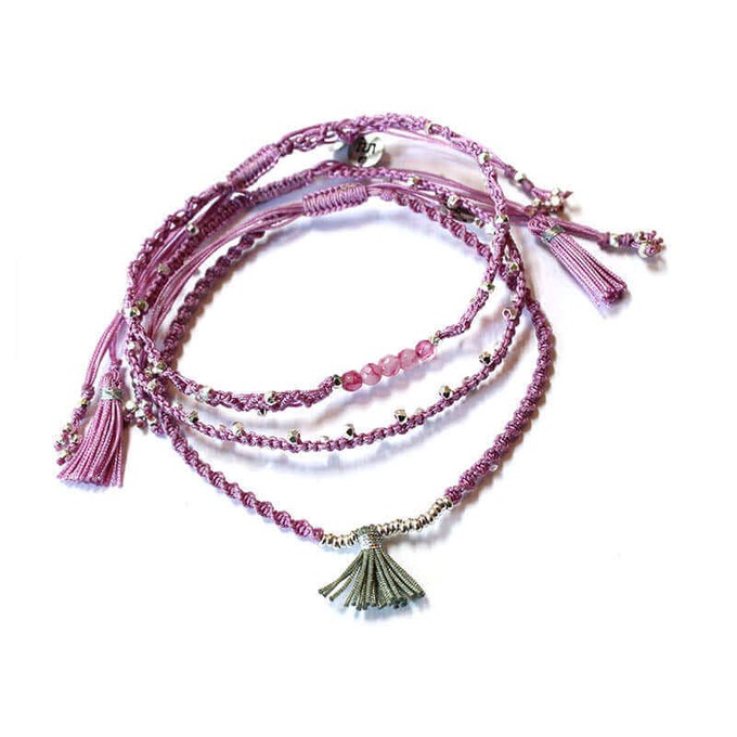 Bracelet Lavender - 3 strands - Beautiful and Fairtrade from Quetzal Artisan