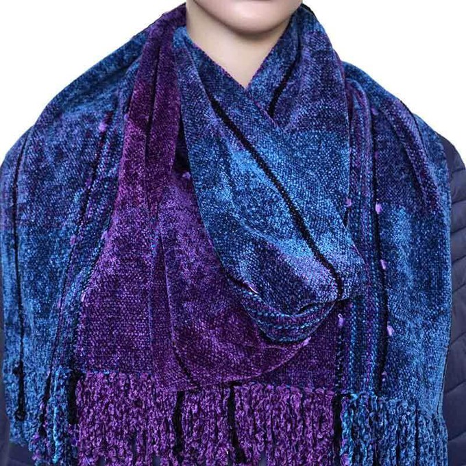 Bamboo Scarf Blue Purple - Hand-dyed - Beautiful & Fairtrade from Quetzal Artisan