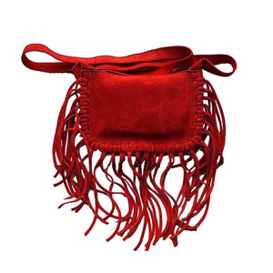 Fringed Red Shoulder Bag - Hiawatha - Traditional Native Bag from Quetzal Artisan