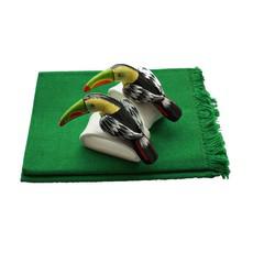 Black Toucan Napkin Rings - Set of 2 with Cotton Napkins via Quetzal Artisan