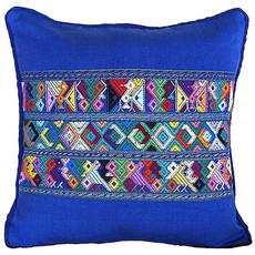 Mayan Cushion Cover Blue - Cotton - Colorful and Fairtrade via Quetzal Artisan