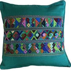 Mayan Cushion Cover Green - Cotton - Colorful and Fairtrade via Quetzal Artisan