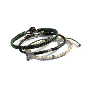 Bracelet Olive Green Cream - For Men - Handmade & Fairtrade from Quetzal Artisan