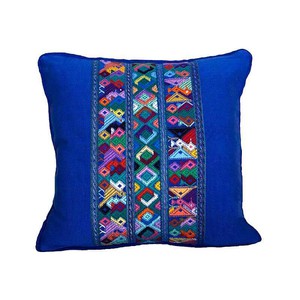 Mayan Cushion Cover Blue - Cotton - Colorful and Fairtrade from Quetzal Artisan