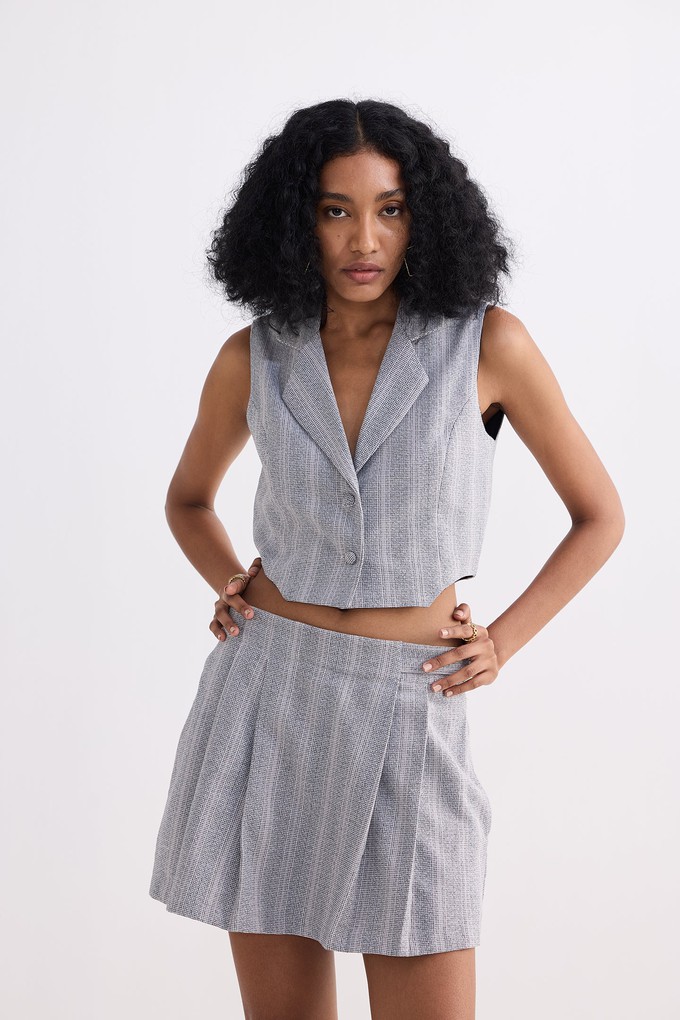 Cropped Cotton Tweed Vest Set in Grey from Reistor