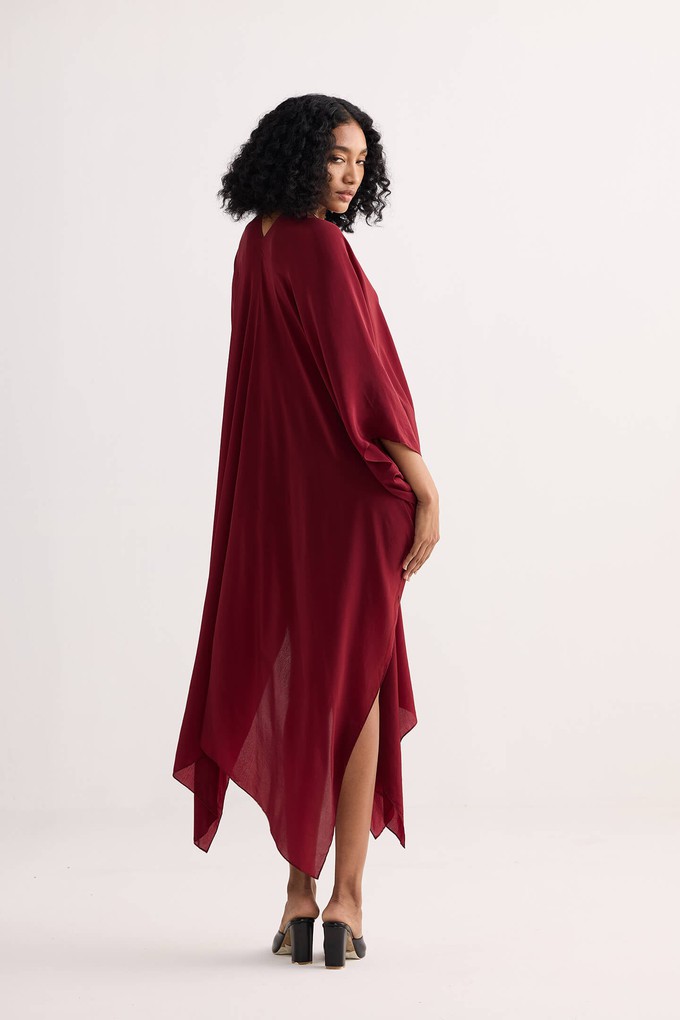 Front Twist Kaftan Dress in Burgundy from Reistor