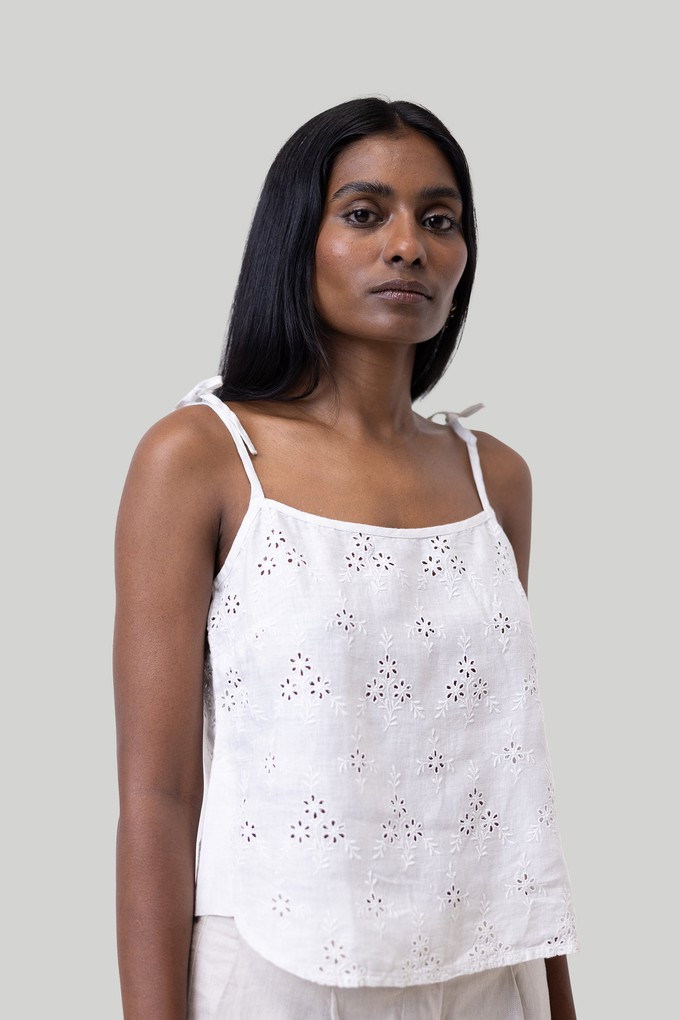 Tie-up Camisole in White Embroidery from Reistor