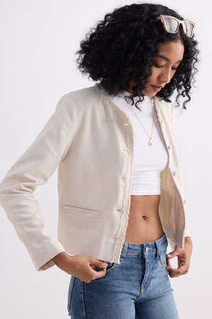 Lady Jacket in Cream Cotton Tweed from Reistor