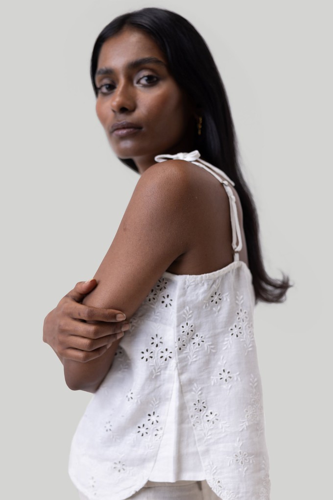 Tie-up Camisole in White Embroidery from Reistor