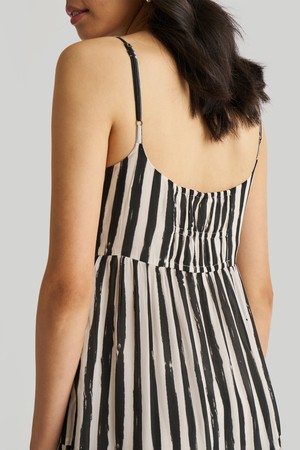 Strappy Tiered Maxi Dress in Black Stripes from Reistor