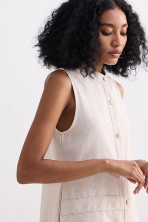 The Cotton Tweed Shift Dress in Cream from Reistor