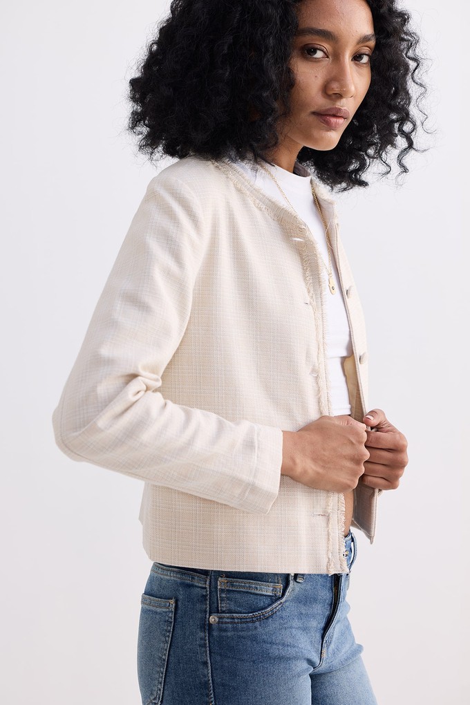 Lady Jacket in Cream Cotton Tweed from Reistor