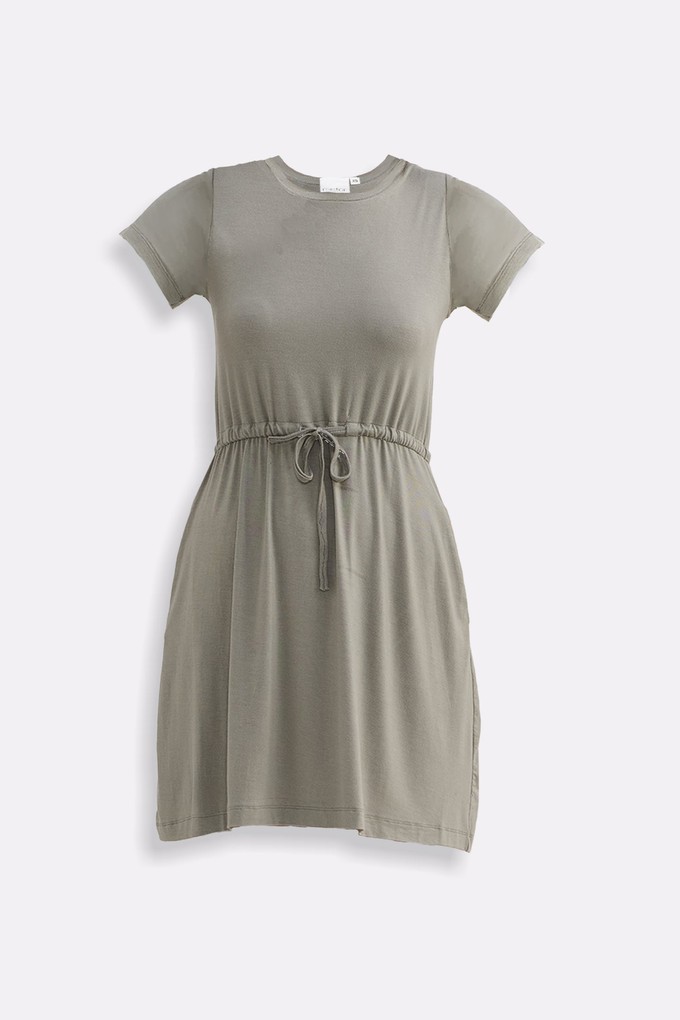 Drawstring Short T-shirt Dress in Light Olive from Reistor