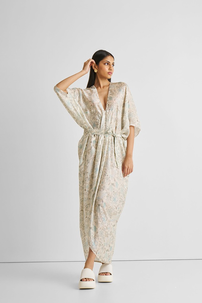 Silky Kaftan Dress in Blue Florals from Reistor