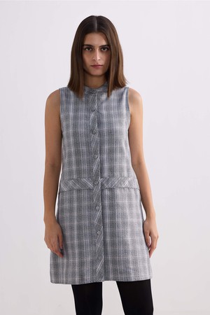 The Cotton Tweed Shift Dress in Grey from Reistor