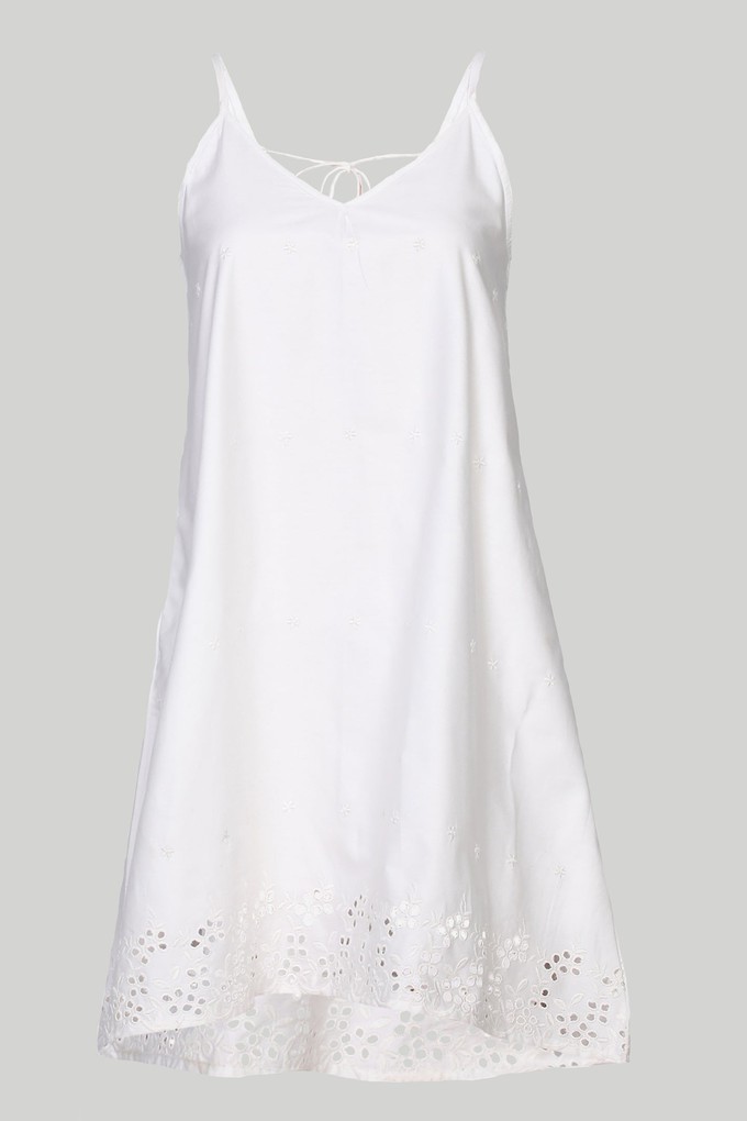 Short Tent Dress in White Embroidery from Reistor