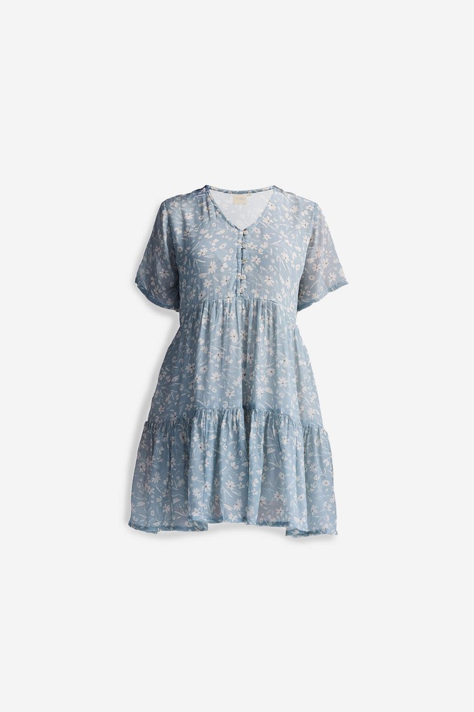 Floral Short Tiered dress in Light Blue from Reistor