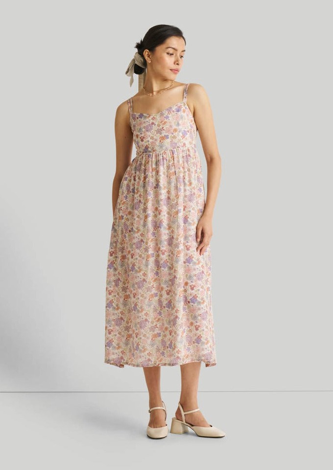 Strappy Gathered Floral Midi Dress from Reistor