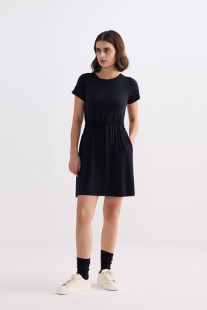 Drawstring Short T-shirt Dress in Black from Reistor