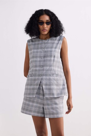 Cotton Tweed Vest Jacket in Grey from Reistor