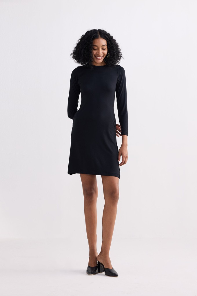 Long Sleeves Fitted Short Dress in Black from Reistor