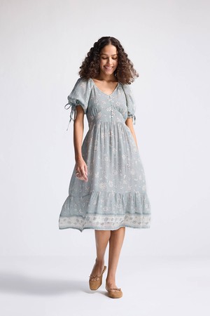 Puff Sleeve Midi Dress in Sage Green from Reistor