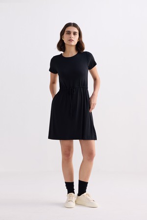 Drawstring Short T-shirt Dress in Black from Reistor