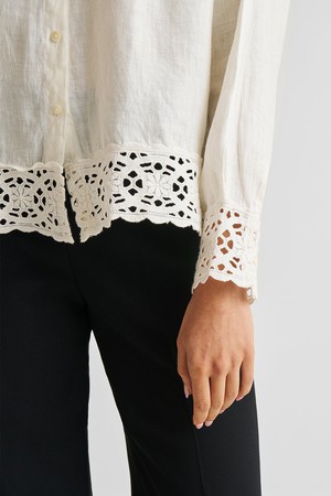 Button-down with Lace Shirt in Off-white from Reistor