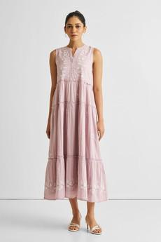 Embroidered Resort Maxi Dress in Pink via Reistor