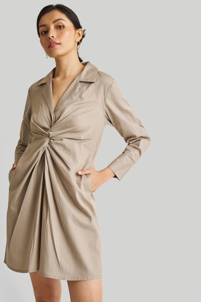 Front Twist Dress in Ecru from Reistor