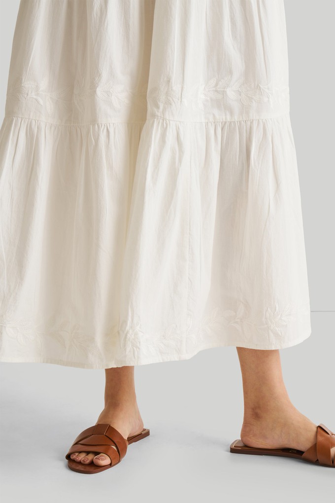 Puff Sleeve Embroidered Tiered Dress in White from Reistor