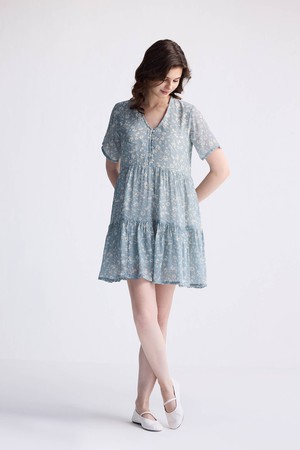 Floral Short Tiered dress in Light Blue from Reistor