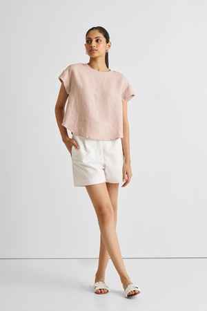 Cap Sleeved Everyday Top in Dusty Pink from Reistor