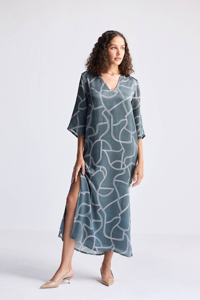 Maxi Dress with Side Slits in Abstract Stripes from Reistor