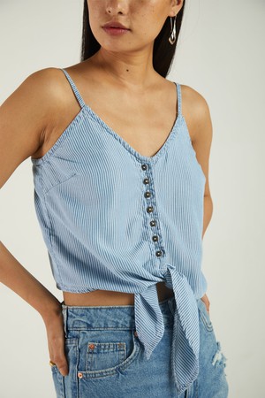 Pool Day Tan Lines Denim Top from Reistor