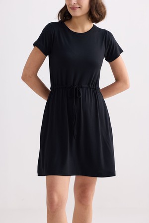 Drawstring Short T-shirt Dress in Black from Reistor